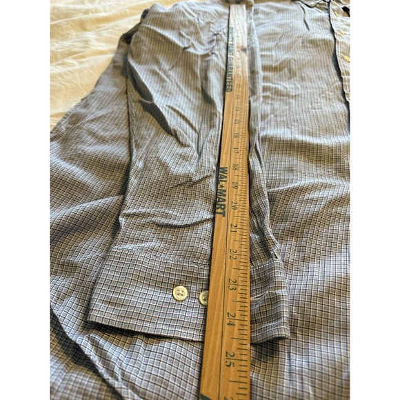 Ralph Lauren Yarmouth Blue/Black Gingham Check Blue Pony Button Up Shirt Size 17 - Picture 8 of 11